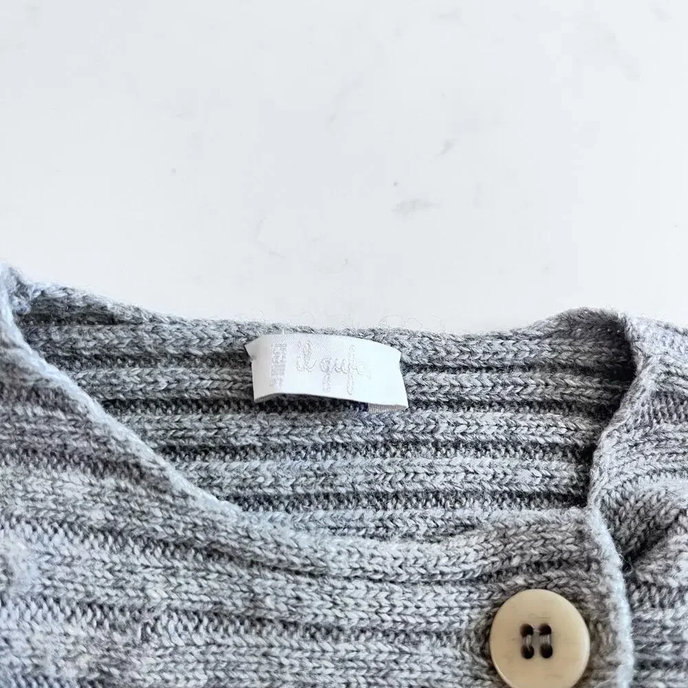 İl Gufo girls gray ribbed wool blend cardigan sweater size 3 months